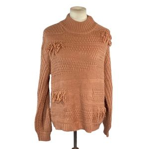 Woman’s Maurices mock neck sweater with fringe size L